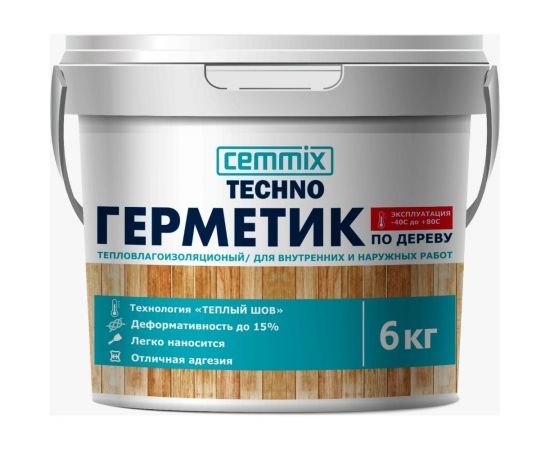 Акриловый герметик для дерева CEMMIX Теплый шов (сосна; 6 кг) 84735745 