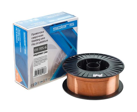 Проволока сварочная омедненная ER 70S-6 (1 мм; катушка D300; 15 кг) SOLARIS WM-ER70S6-10150 