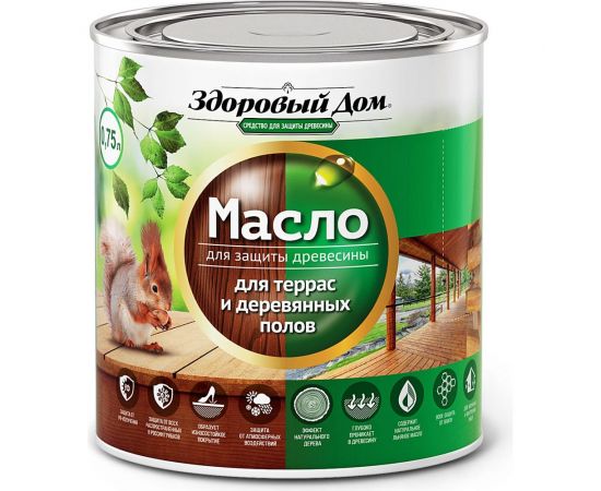 Масло для террас и деревянных полов Здоровый Дом бесцветное 0,75 л Лк-00009546 