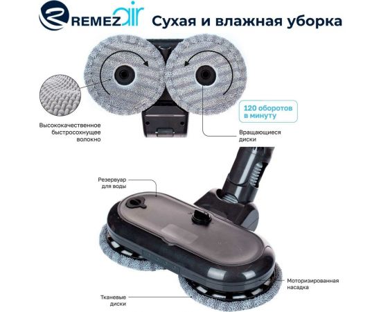 Remezair Вертикальный беспроводной пылесос RMVC-504 MultiClick Pro Aqua ЦБ-00000440 – изображение 17