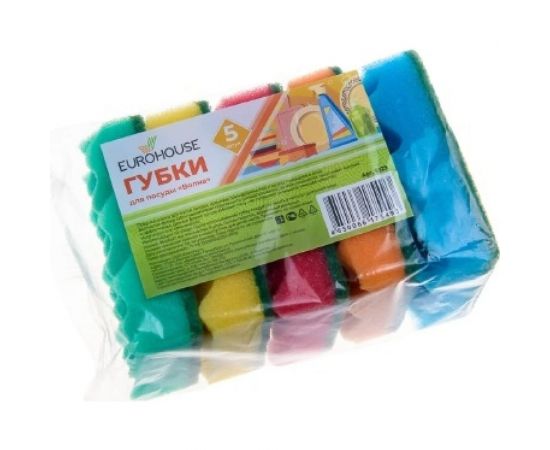 Губки для посуды EUROHOUSE Волна Макси 5 шт 9329 – изображение 2