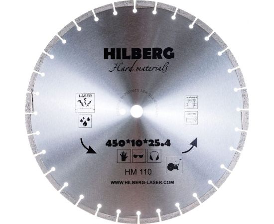 Hilberg Диск алмазный отрезной 450x25,4x12Hard Materials Лазер HM110 – изображение 2