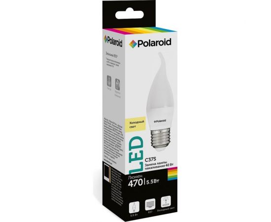 Светодиодная лампа Polaroid 220V C37S 5,5W 4000K E27 470lm PL-C37S55274 – изображение 3