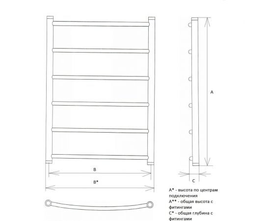 Двин Полотенцесушитель R 100/50 1"-1/2" Универсальный К3 4627152131343 – изображение 3