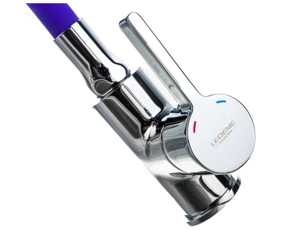 Смеситель для кухни LEDEME гибкий шланг, фиолетовый L4898-8 808287 – изображение 4