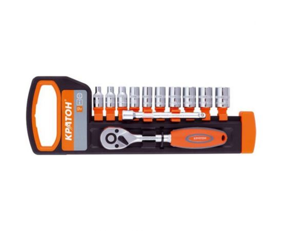 Набор торцевых головок (1/2 дюйма, 10-24 с трещоточным ключом) 12 предметов Кратон 2 28 08 016 