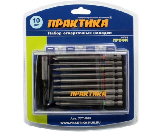 Набор бит (10 шт; PH; PZ; SL; T/Torx; TW; 100 мм) ПРАКТИКА 777-505 