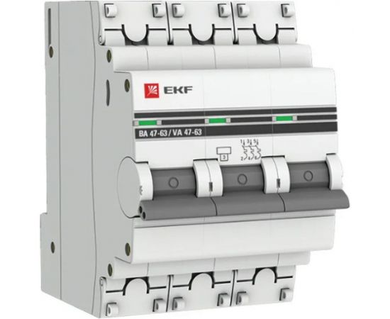 Автоматический выключатель EKF PROxima, ВА 47-63, 3P, 10А, В, 4,5kA, SQ mcb4763-3-10B-pro 