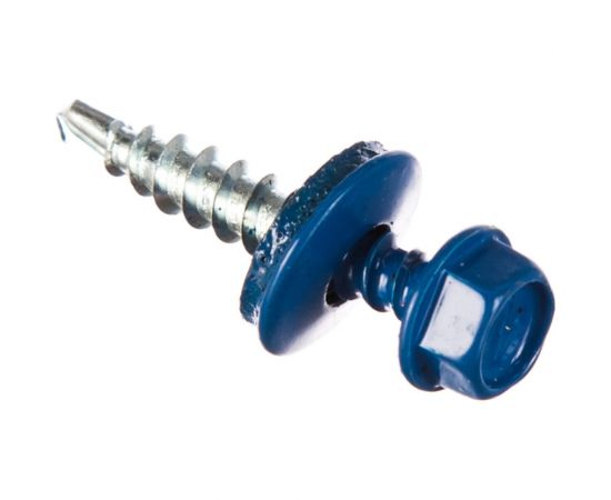 Кровельный саморез Tech-Krep КР сверло 4,8х28 RAL-5005 насыщенный синий 60 шт, коробка с окном 125555 