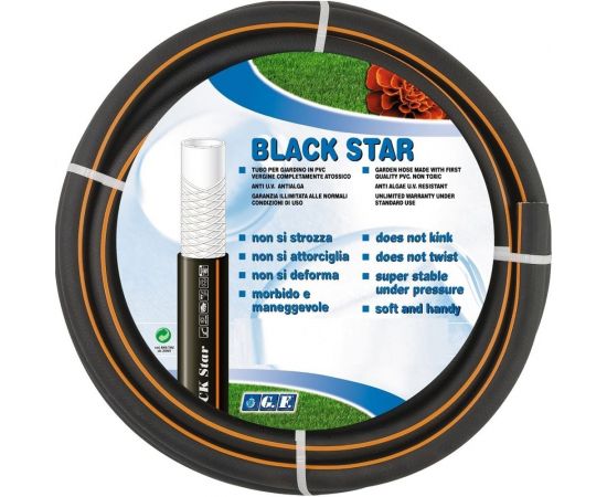 Противоскручивающийся 3-х слойный армированный шланг GF BLACK STAR 15 м, 5/8"", внешнее покрытие из мягкой резины 7073 