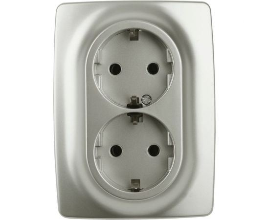 Розетка ЭРА ЭРА12 210815 2x2PE Schuko со шторками, 16A 250В, IP20, перламутр Б0036451 