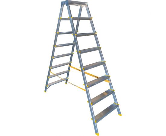 Двухсторонняя анодированная алюминиевая стремянка Алюмет 8 ступеней APD9208 