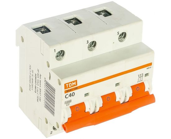 Автоматический выключатель TDM ВА47-100 3Р 40А 10кА С SQ0207-0073 