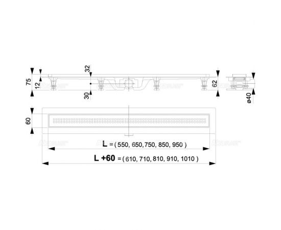 Водоотводящий желоб Alca Plast APZ9-850M Simple с порогами для перфорированной решетки 00022302 – изображение 2