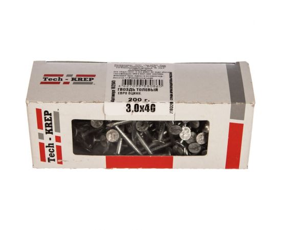 Толевый оцинкованный гвоздь евро Tech-Krep 3.0х40, 200г, коробка 102041 – изображение 2