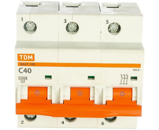 Автоматический выключатель TDM ВА47-100 3Р 40А 10кА С SQ0207-0073 – изображение 2