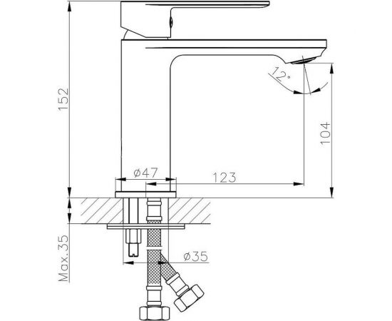 Смеситель для раковины умывальника Haiba латунь, с литым изливом, хром HB10590 – изображение 2