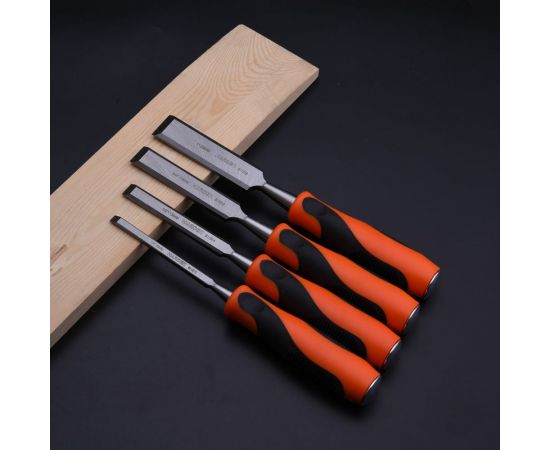 Набор долот-стамесок HARDEN усиленные, плоские, CRV, 4шт, 6-13-19-25 мм 611011 – изображение 2