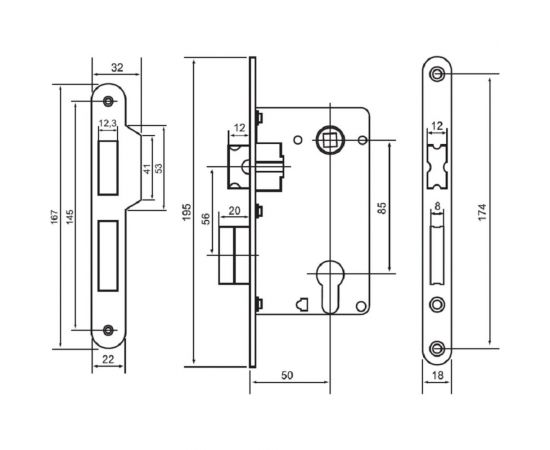 Замок с ригелем под ключевой цилиндр MORELLI цвет-золото L1885 PG 9011250 – изображение 2