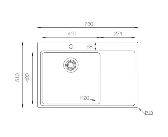 Кухонная мойка TOPZERO нержавеющая сталь MM780.510.60.GT10K R – изображение 2