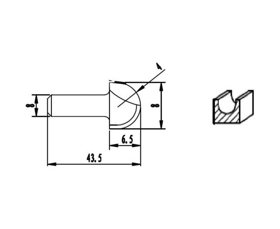 Фреза HM галтельная (8х6.5х4х43.5 мм) REDVERG 840501 6625674 – изображение 2