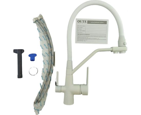 OUTE Смеситель для кухни с гибким съемным изливом и дополнительным выводом фильтра T603BK-341 – изображение 4