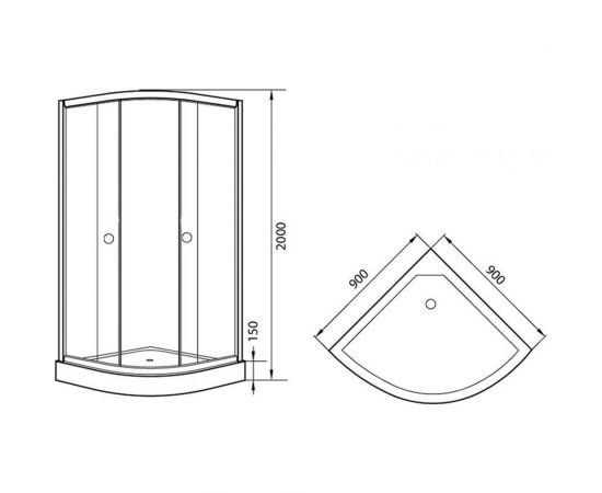 Душевой уголок с поддоном Agger хром A01-090tcr – изображение 4
