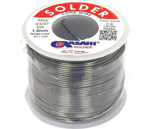 Припой (1 мм, 0.25 кг, Sn63/Pb37, С-6 водорастворимый флюс) ASAHI 00-00004280 