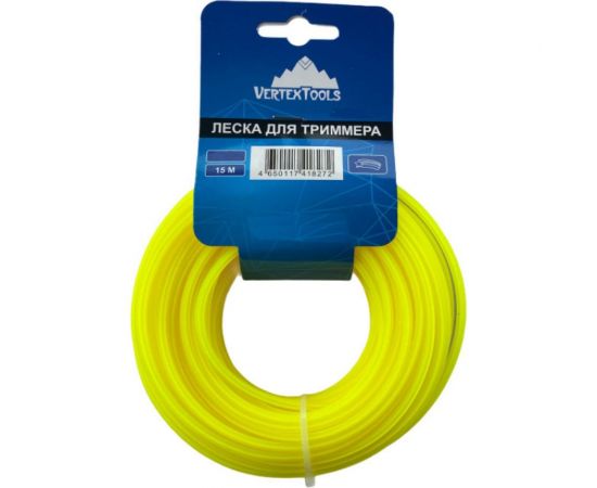 Леска (4 мм; 15 м; звезда) для триммера vertextools YK-666-4-15 