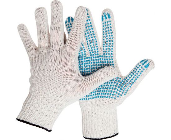 Перчатки ЛЕТО, х/б, кругловязаные, 8-нитка, с ПВХ покрытием, белые 24007 
