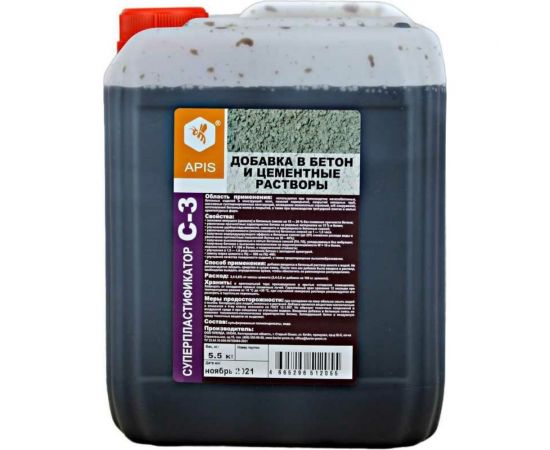 Добавка в бетонные и цементные растворы APIS СУПЕРПЛАСТИФИКАТОР С-3 (канистра; 5,5 кг) 4665296517203 
