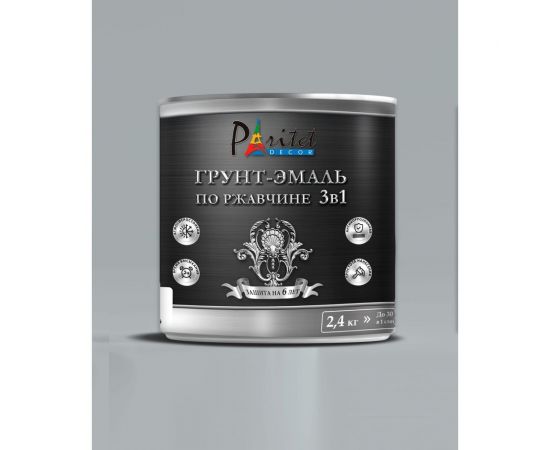Эмаль-грунт алкидная Paritet 3 в 1 черная 2,4 кг PD-025 