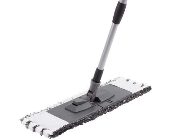 Плоская швабра для влажной уборки InLoran микрофибра 44x13 см телескопическая ручка 71-120 см BS-012GR 