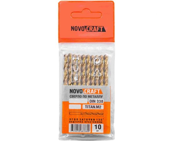 Сверло по металлу покрытие Титан M2 (10 шт; 2.7х61х33 мм; среднее; DIN338) Novocraft T338027 