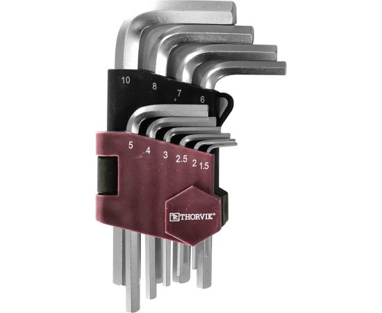 Набор торцевых шестигранных коротких ключей Thorvik HKS10S H1.5-H10, 10 предметов 53022 
