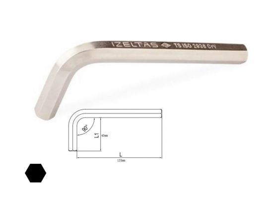 Г-образный 6-гранный ключ 12 мм IZELTAS 4900220120 – изображение 2