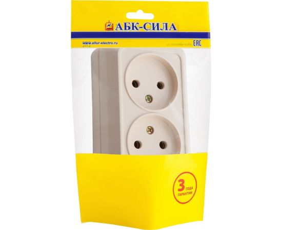 Двухместная розетка АБК-СИЛА без заземления 10А 220В (керамика) "АЛЬТАИР" слоновая кость 1 шт 5400402 – изображение 2