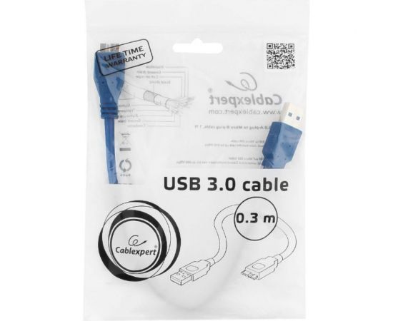 Кабель Cablexpert Pro USB 3.0 AM/micro BM 9P, 30см, экран, синий, пакет CCP-mUSB3-AMBM-1 – изображение 3