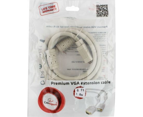 Кабель удлинитель Cablexpert VGA Premium 1.8 м CC-PPVGAX-6 15M/15F – изображение 3