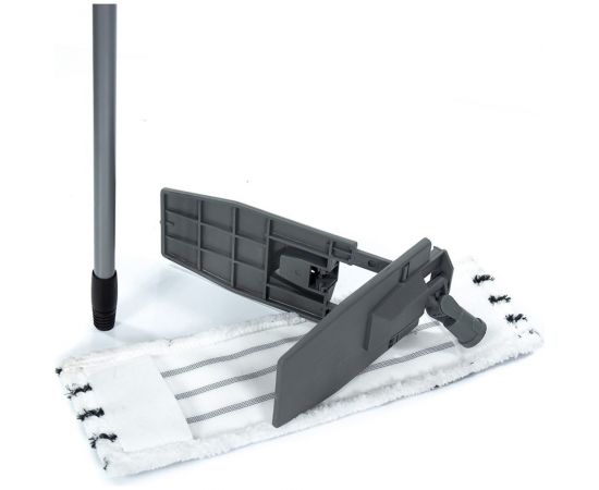 Плоская швабра для влажной уборки InLoran микрофибра 44x13 см телескопическая ручка 71-120 см BS-012GR – изображение 4