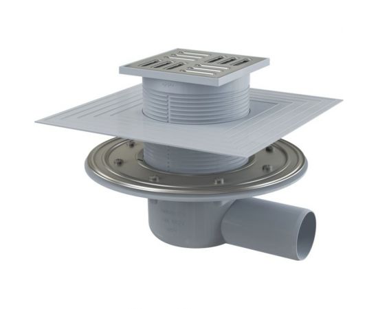 Трап Alca Plast регулирующий, горизонтальный выпуск, комбинированный затвор, Дн50 решетка нерж сталь, 105х105 мм APV1324 004-0795 
