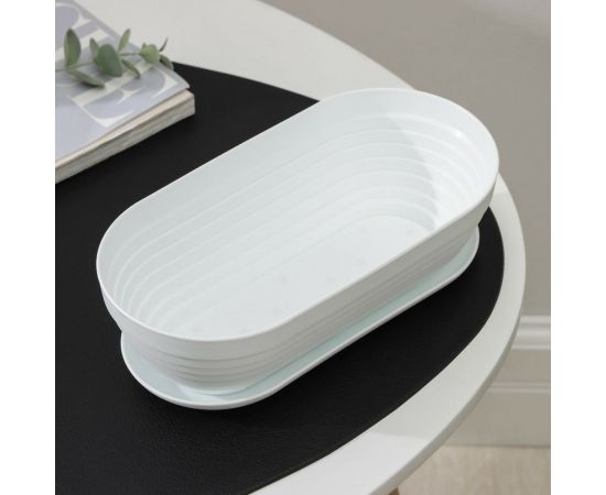 Горшок для кактуса с поддоном СИМАЛЕНД Алиса 0.9 л, 22x12х7 см, белый 4330133 – изображение 2