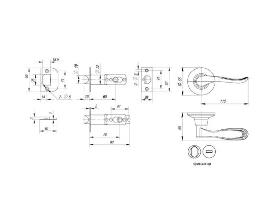 Ручка защелка PUNTO 6030 AB-B фик. бронза 34667 – изображение 2