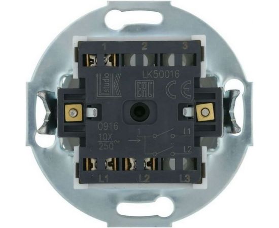 2-клавишный выключатель LK Studio схема 5, 10А, 250В, белый, LK Vintage 881104-1 – изображение 3