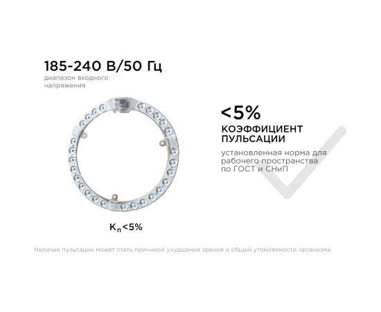 Светодиодный модуль со встроенным драйвером Apeyron 230В, 28Вт, smd2835, 2520Лм, 4000К, ø218x16мм 02-63 – изображение 8