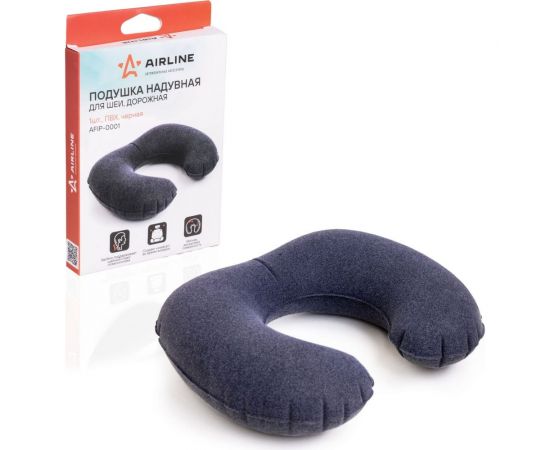 Надувная дорожная подушка для шеи AIRLINE ПВХ, 1 шт., черный AFIP-0001 