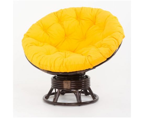 Vinotti Кресло-качалка "PAPASAN" 23/01В Тёмный коньяк Желтая подушка 