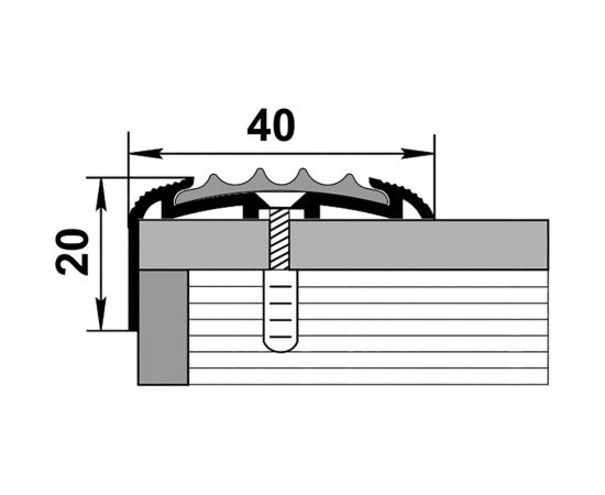 Порог угловой алюминиевый Лука 40x20 мм, 1,35 м, без покрытия, серая резинка УТ000023668 
