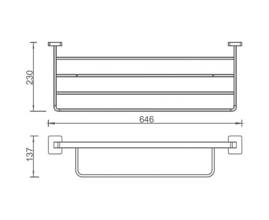 Aquanet 6562 Полка для полотенец 65 см, хром 00246619 – изображение 2