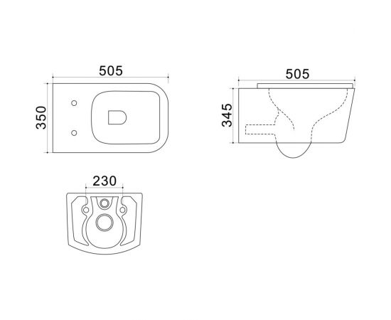 Azario AZ-2216 NOVA Подвесной безободковый унитаз с сиденьем дюропласт 00064147 – изображение 2